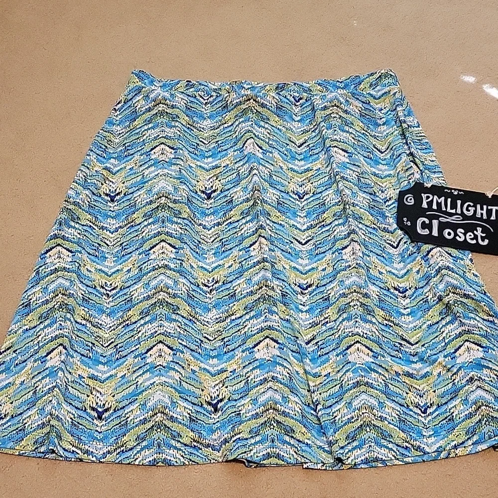 Kasper Skirt Petite Large Blue Lime Green Black White